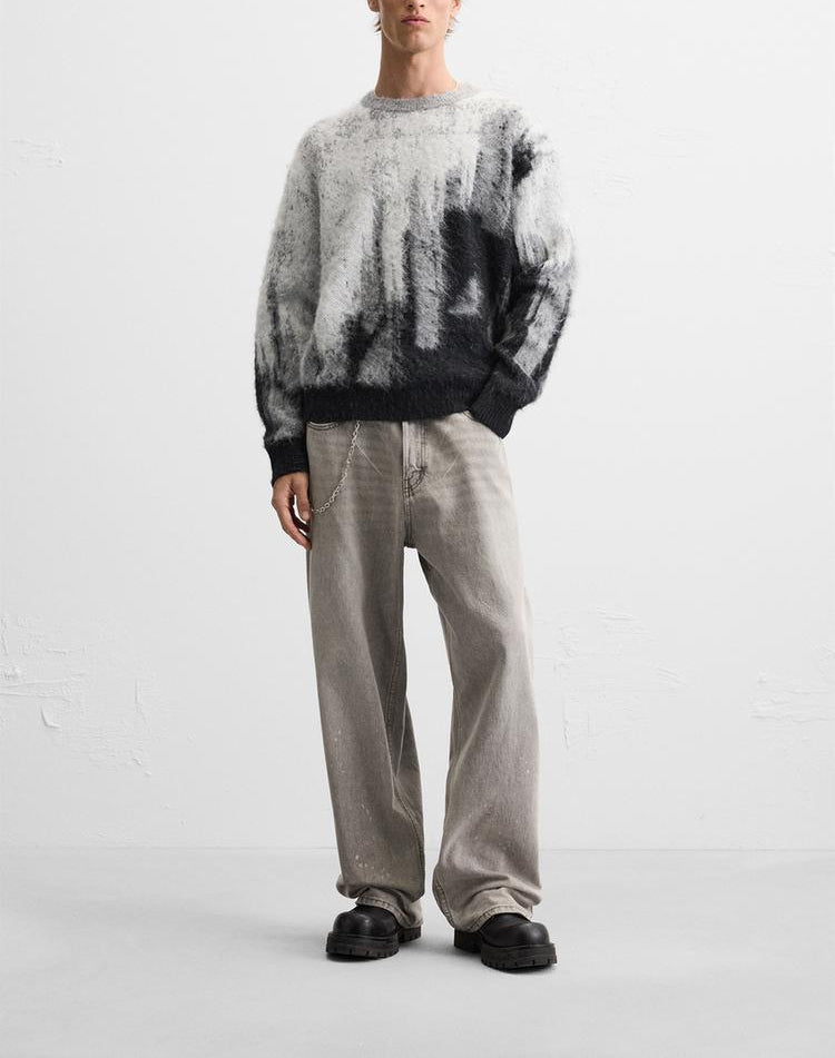 Jacquard long-sleeved knitted sweater
