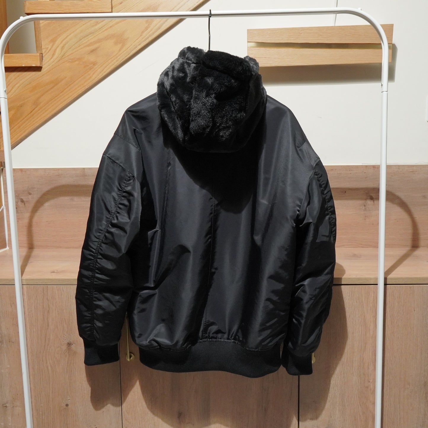 Reversible faux fur bomber jacket