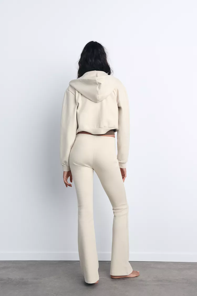 Double-sided sweater & flared trousers set