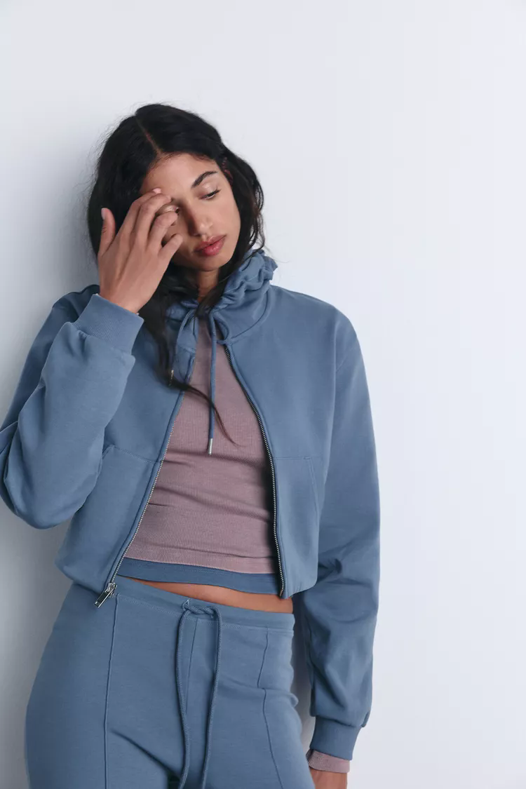 Double-sided sweater & flared trousers set