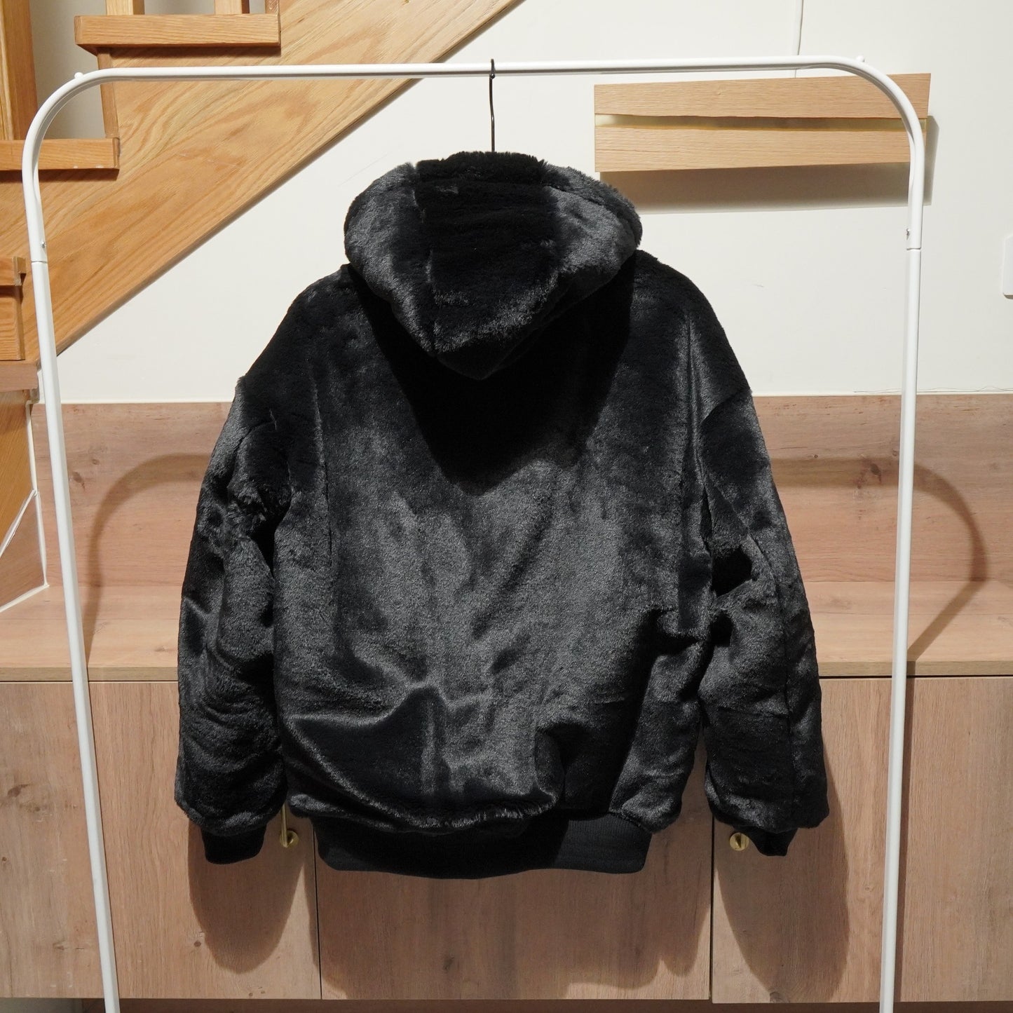 Reversible faux fur bomber jacket