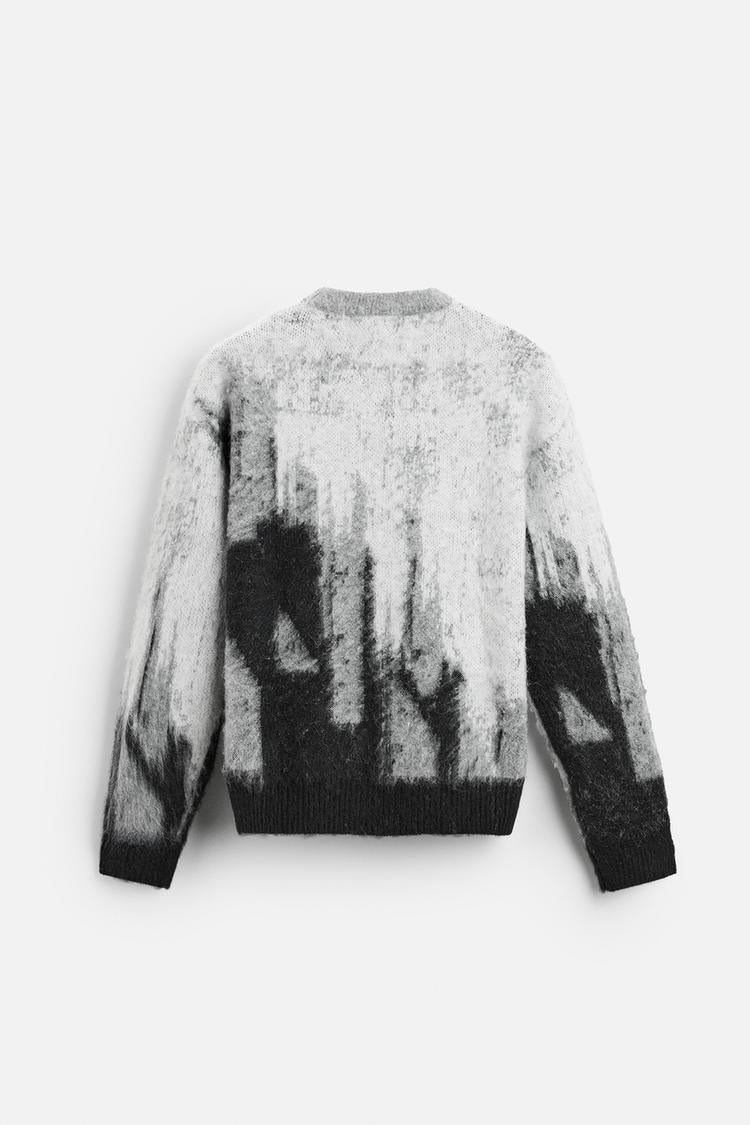 Jacquard long-sleeved knitted sweater