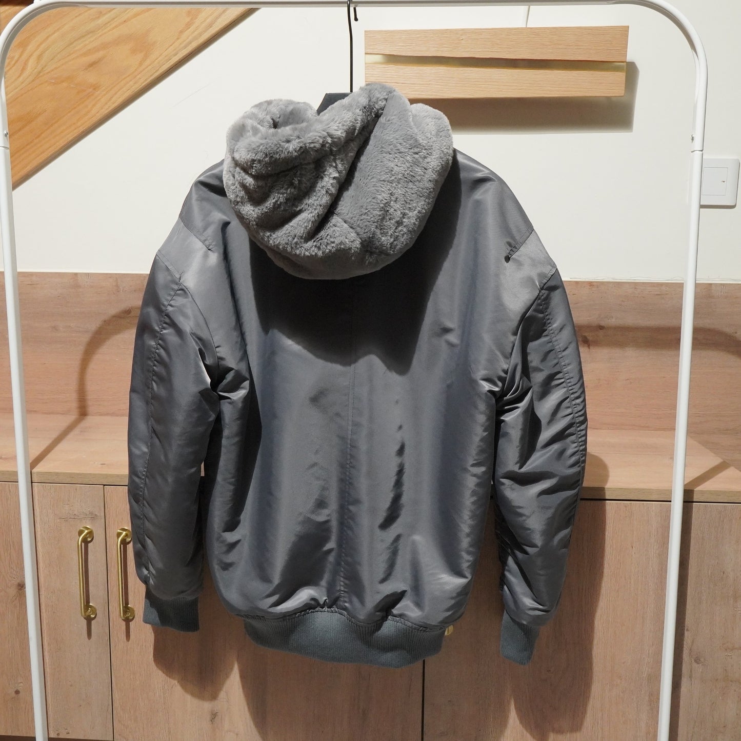 Reversible faux fur bomber jacket