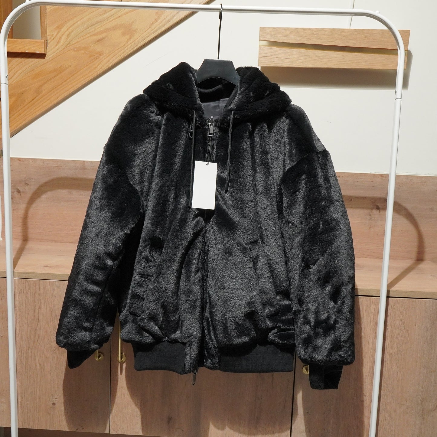 Reversible faux fur bomber jacket