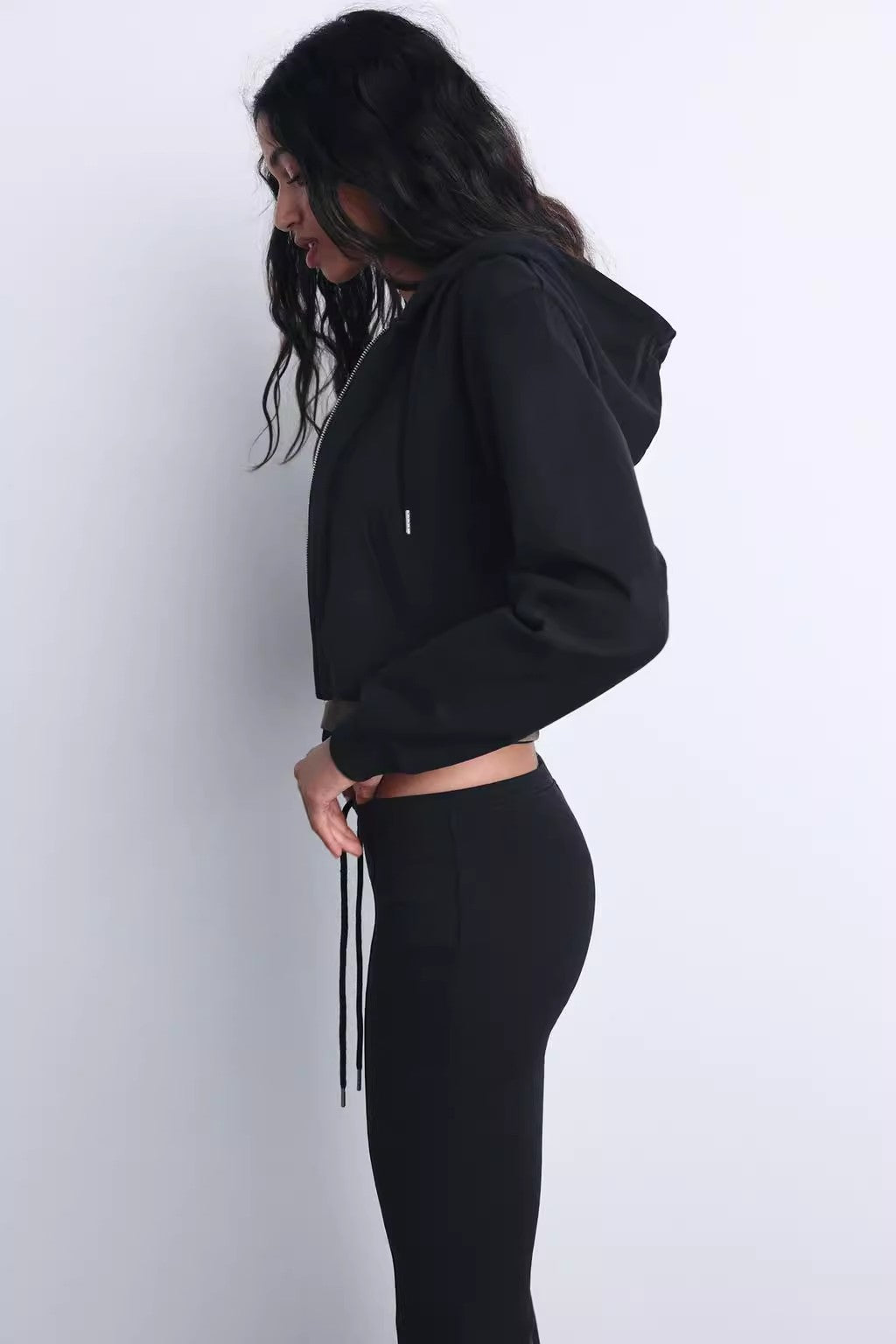 Double-sided sweater & flared trousers set