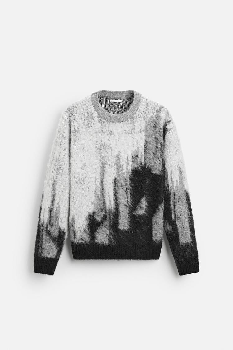 Jacquard long-sleeved knitted sweater