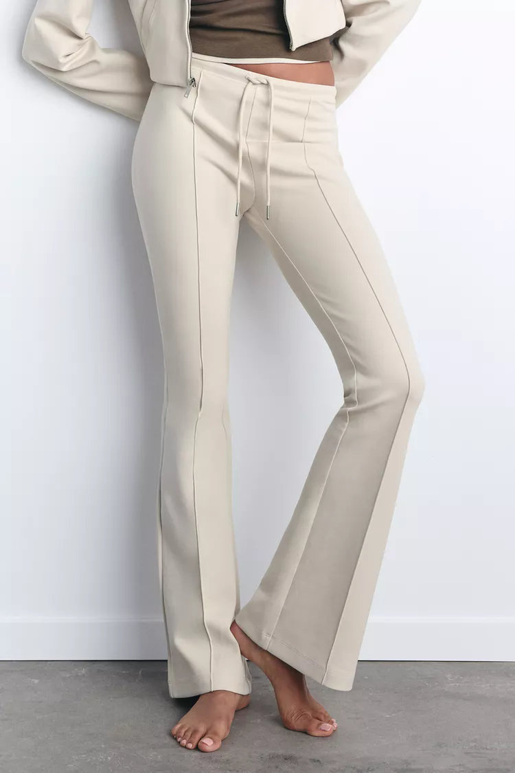 Double-sided sweater & flared trousers set