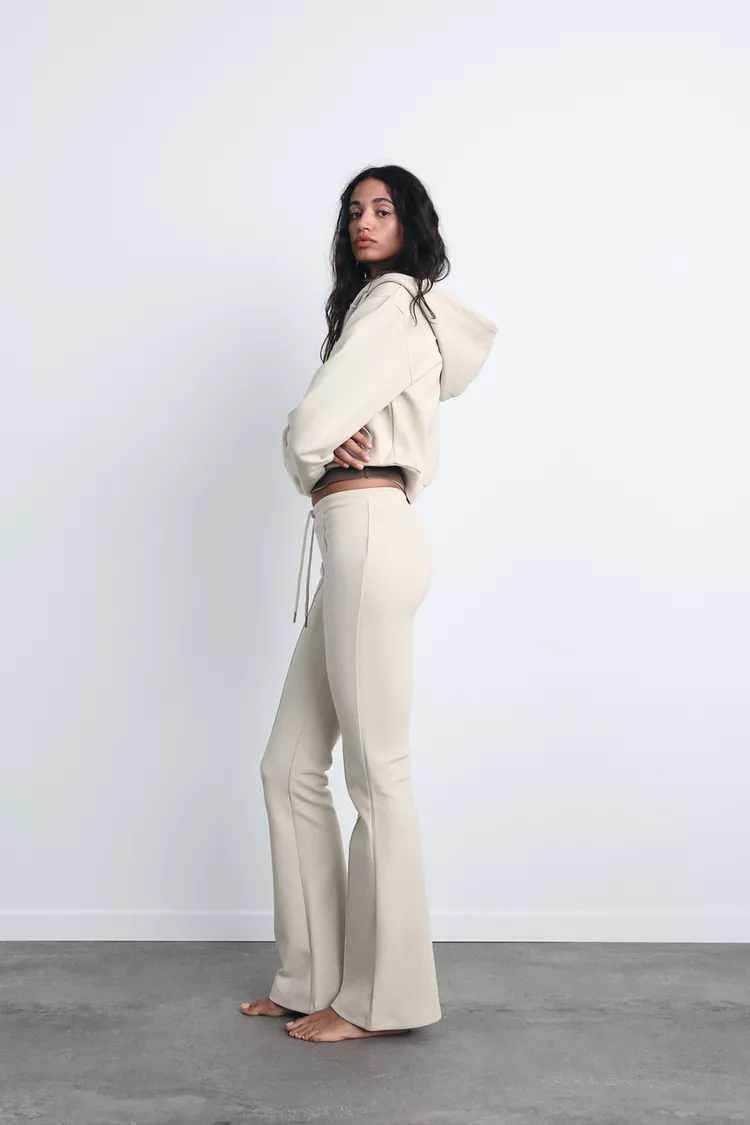 Double-sided sweater & flared trousers set
