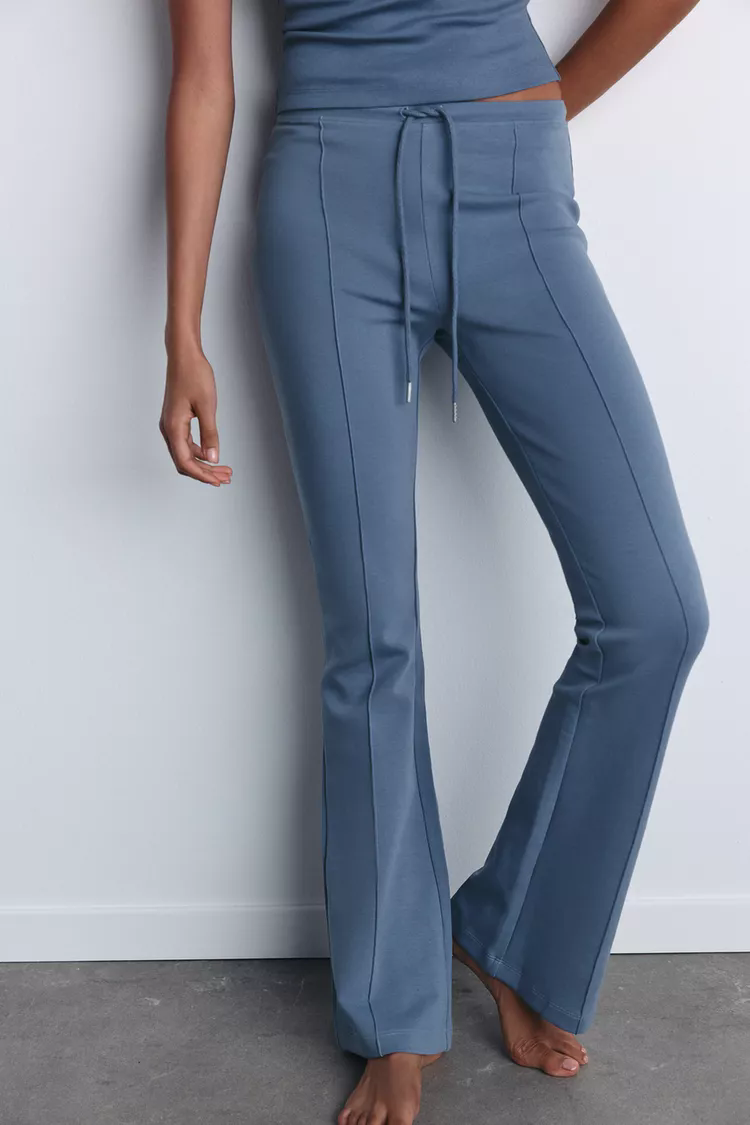 Double-sided sweater & flared trousers set
