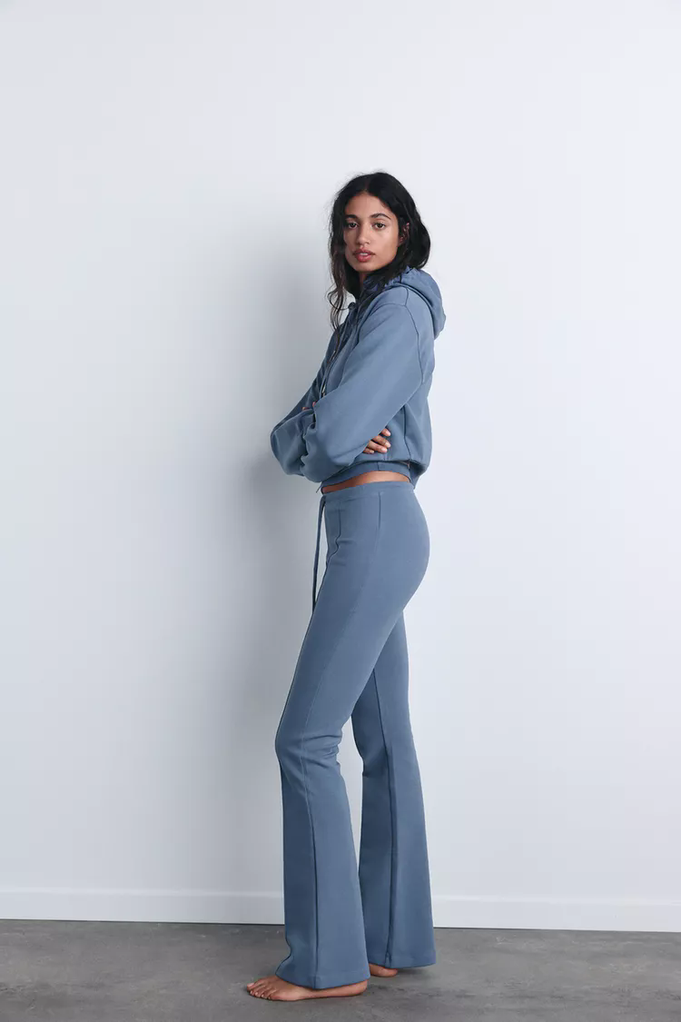 Double-sided sweater & flared trousers set