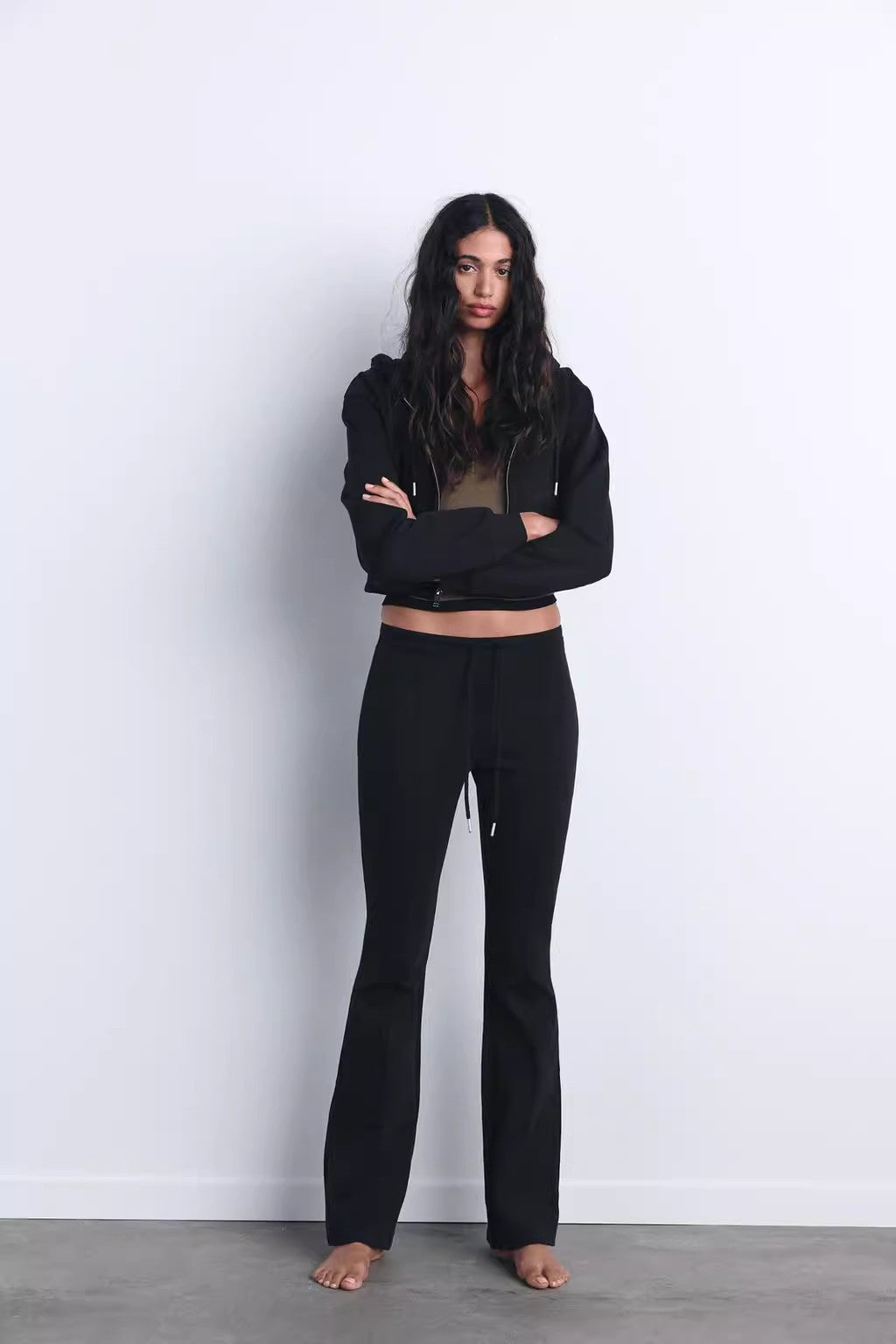 Double-sided sweater & flared trousers set
