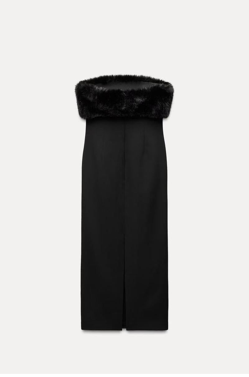 faux fur tube skirt
