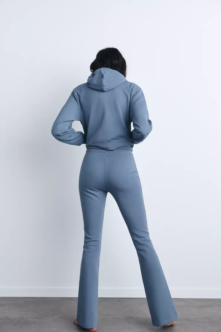Double-sided sweater & flared trousers set