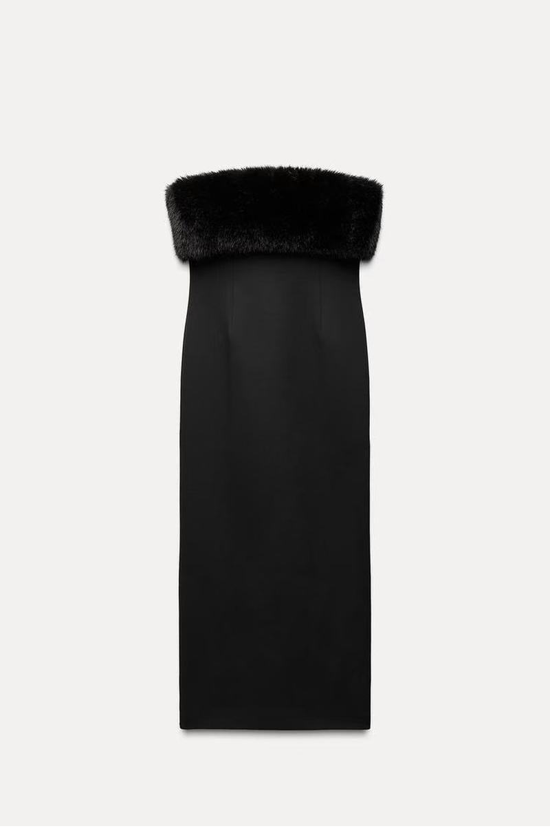 faux fur tube skirt