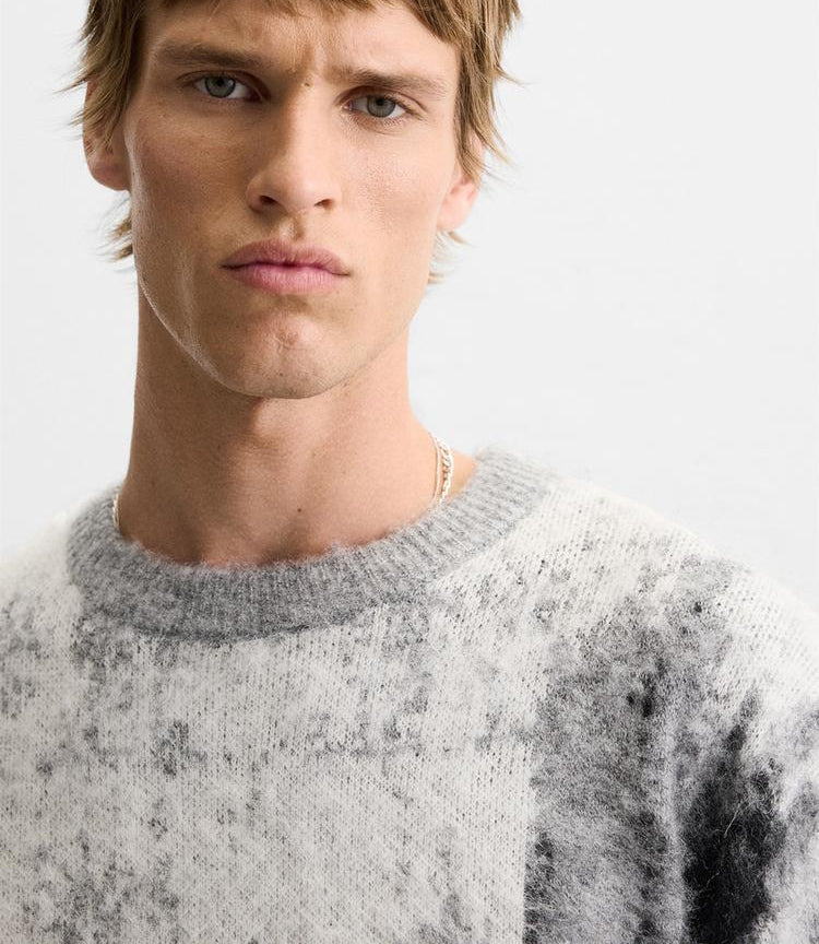 Jacquard long-sleeved knitted sweater