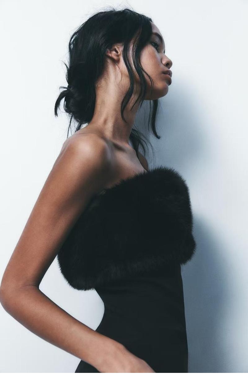 faux fur tube skirt