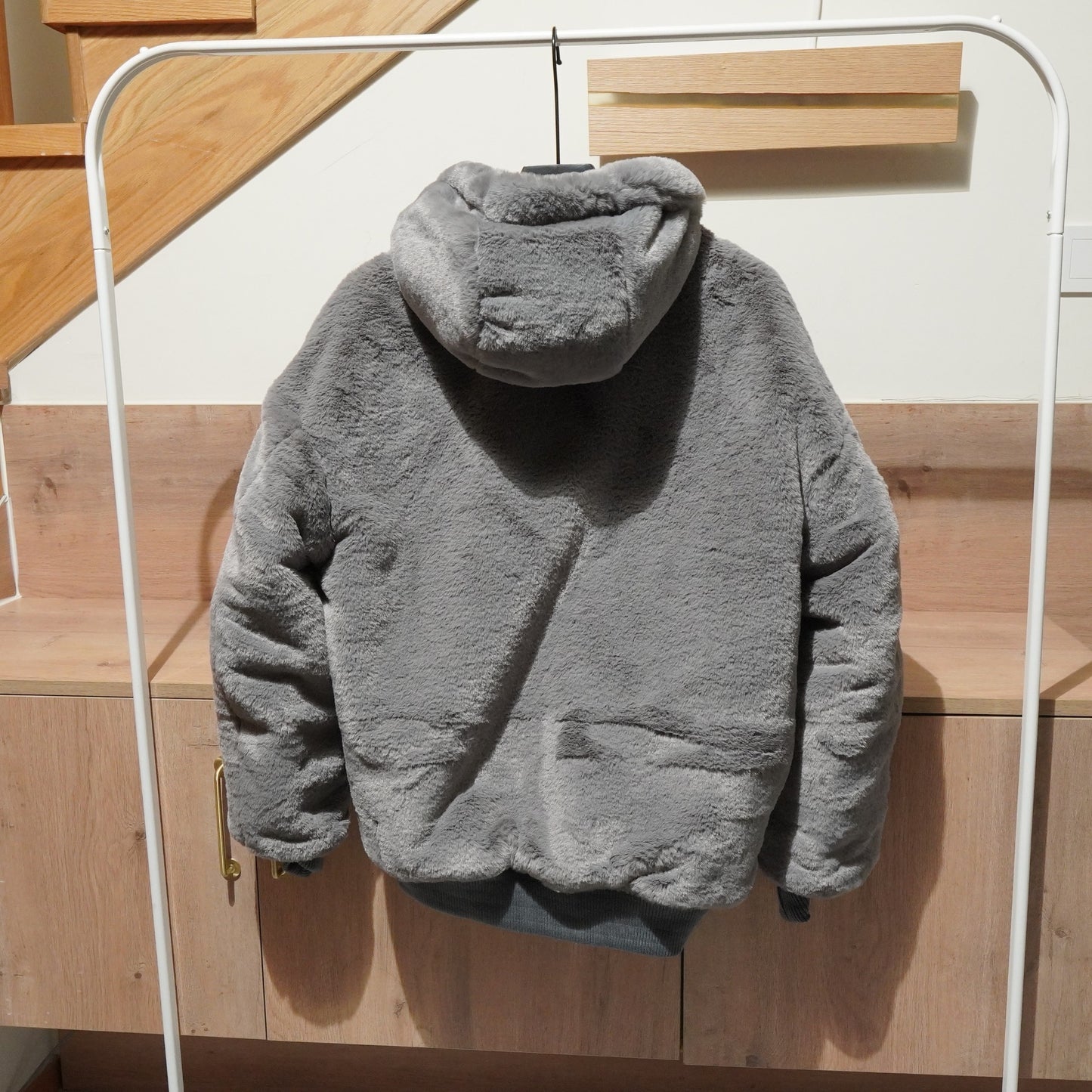 Reversible faux fur bomber jacket