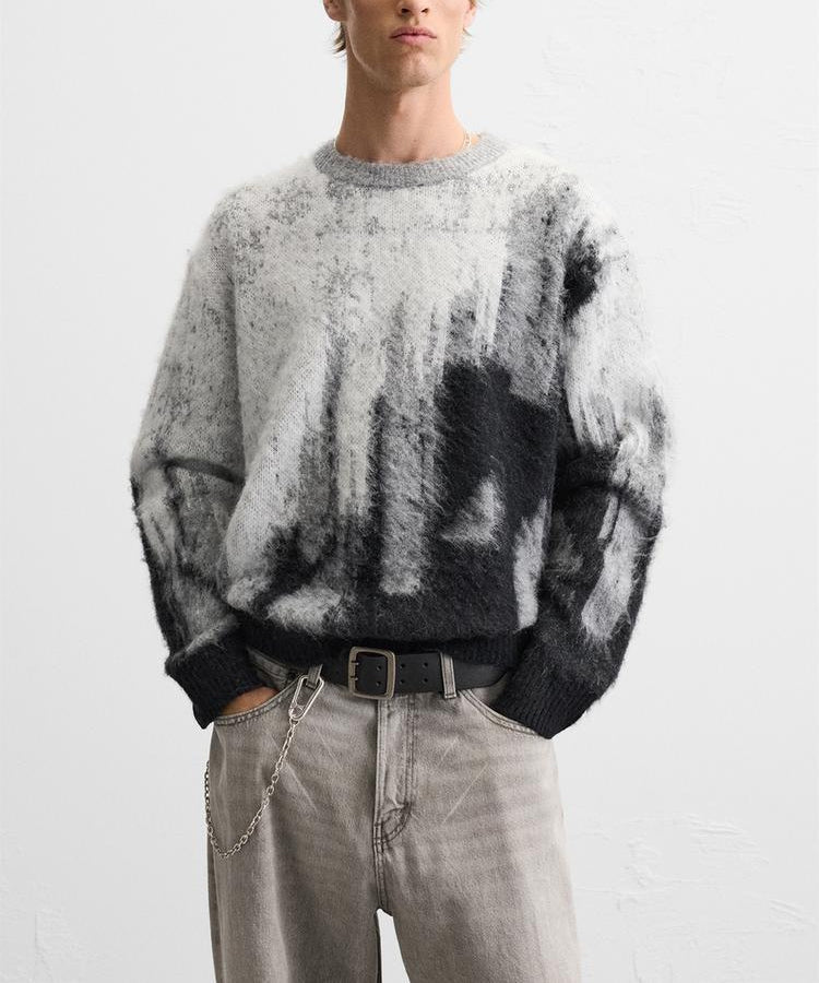 Jacquard long-sleeved knitted sweater