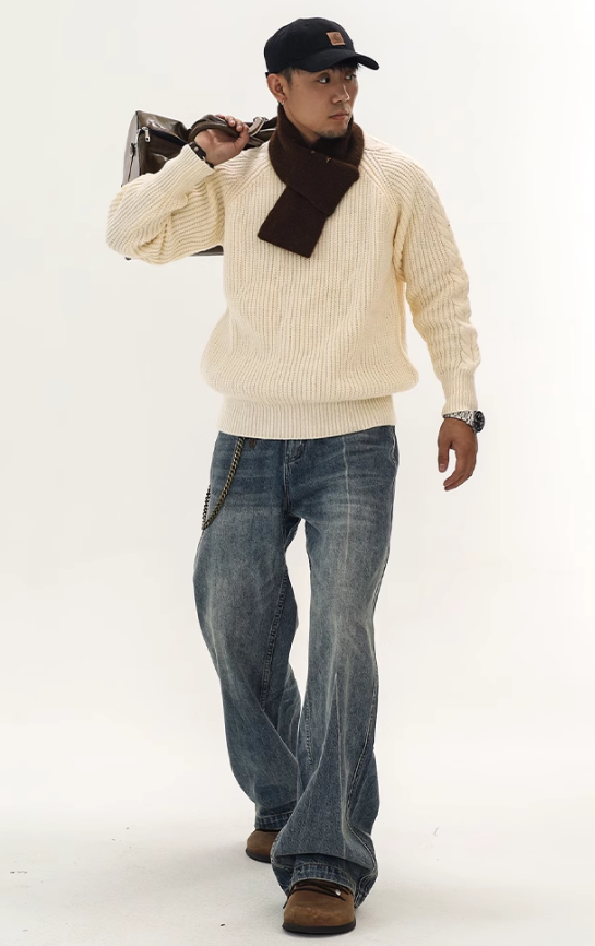 Lazy style knitted sweater