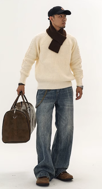 Lazy style knitted sweater