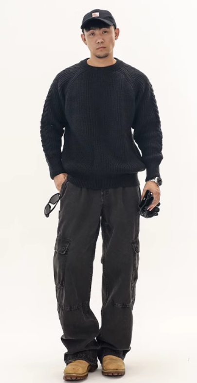 Lazy style knitted sweater