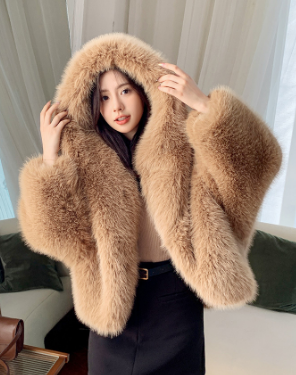Hooded Faux Fur Jacket