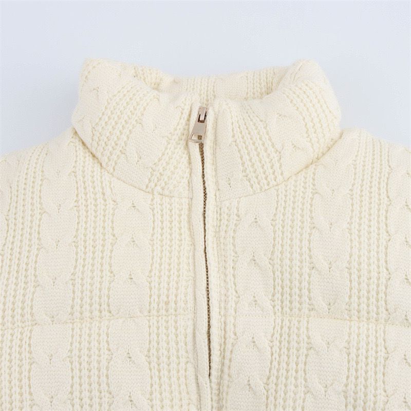 Cable knit puffer