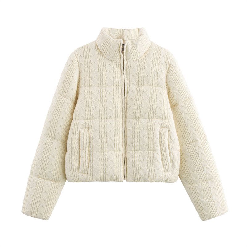 Cable knit puffer