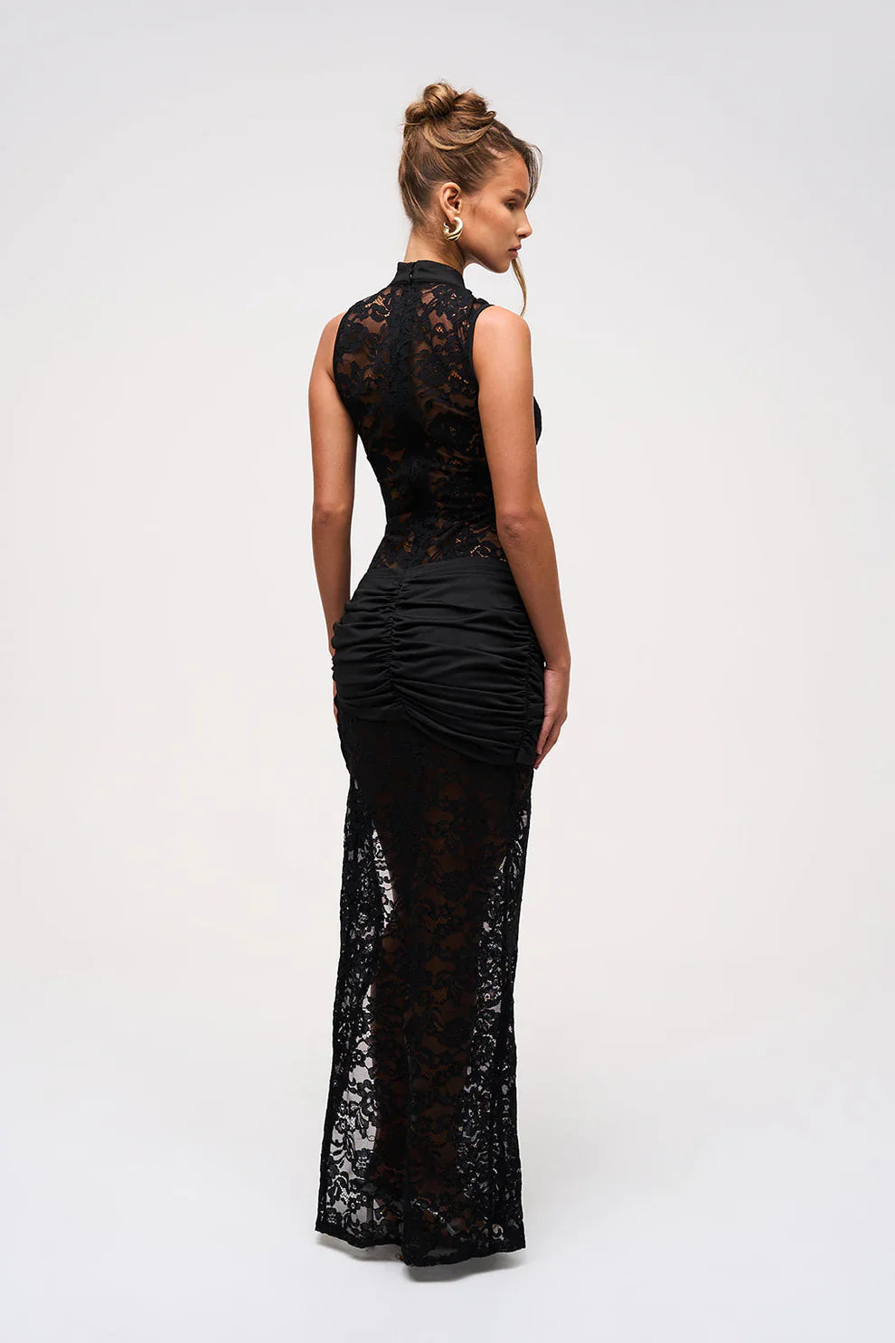 Noir Lace Drape Gown