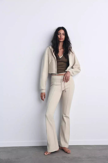 Double-sided sweater &amp; flared trousers set