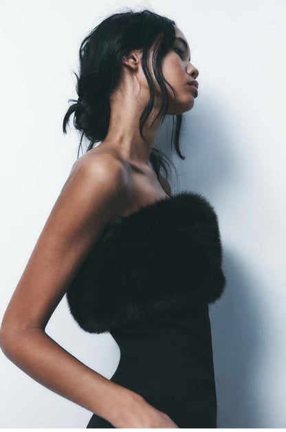 faux fur tube skirt