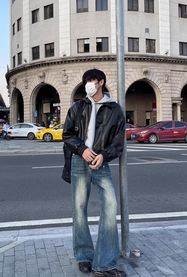 Korean style leather jacket