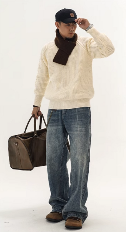 Lazy style knitted sweater