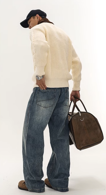 Lazy style knitted sweater