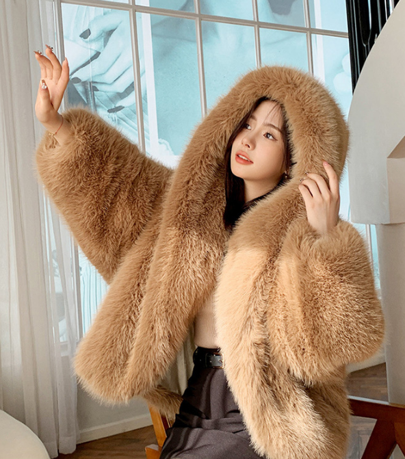 Hooded Faux Fur Jacket