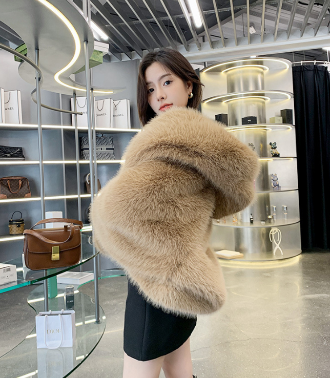 Hooded Faux Fur Jacket