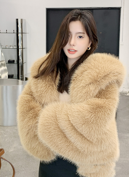 Hooded Faux Fur Jacket
